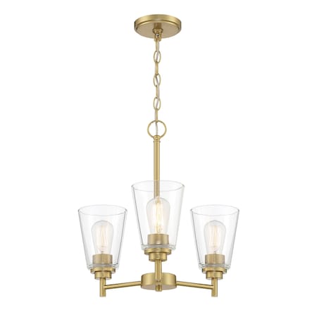 Designers Fountain Westin 3 Light Modern Brushed Gold with Clear Glass Shades Chandelier For Dining Rooms 95783-BG